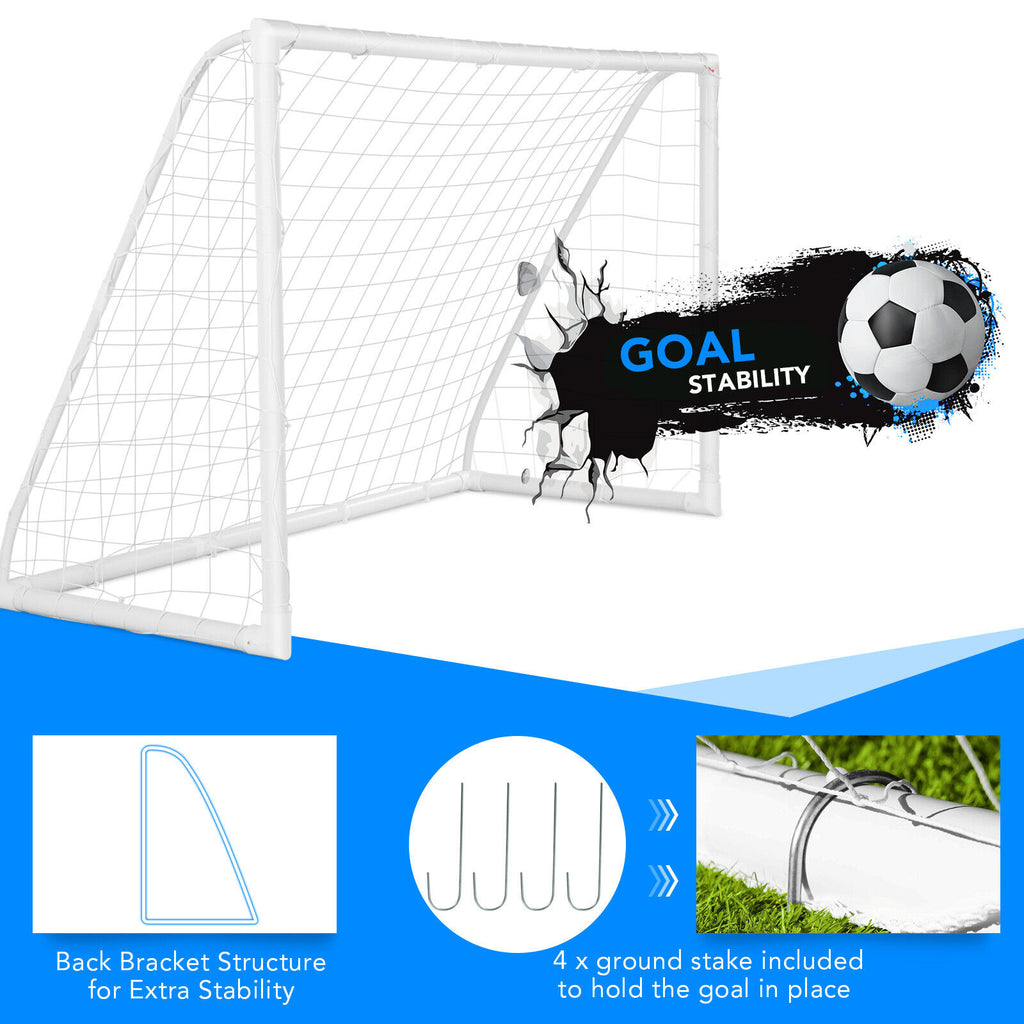 Soccer Goal with Durable UPVC Frame & High-Strength Net - 6x4 ft S