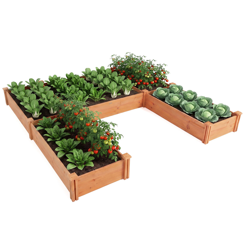 U-Shaped Wooden Raised Garden Bed - Orange