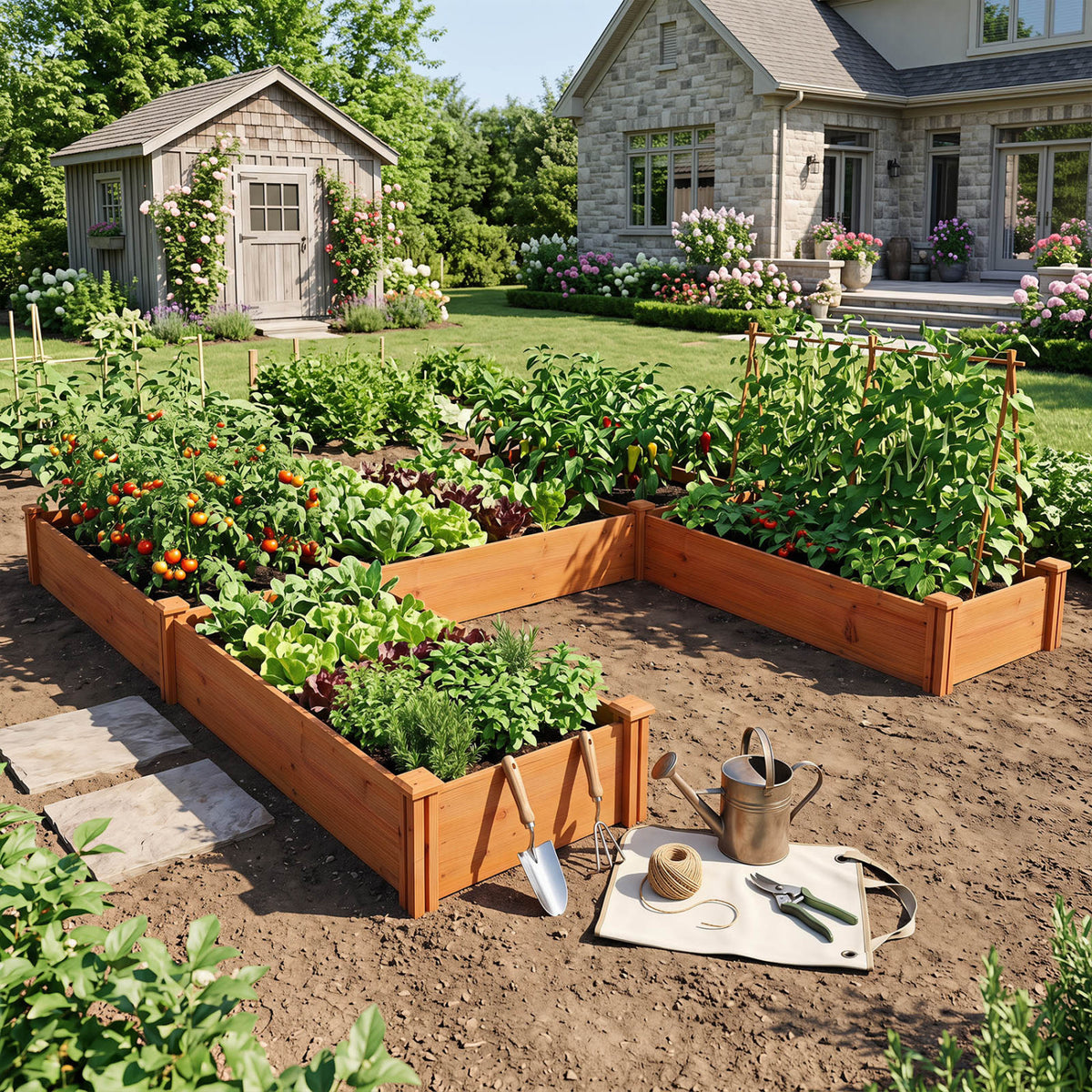 U-Shaped Wooden Raised Garden Bed - Orange