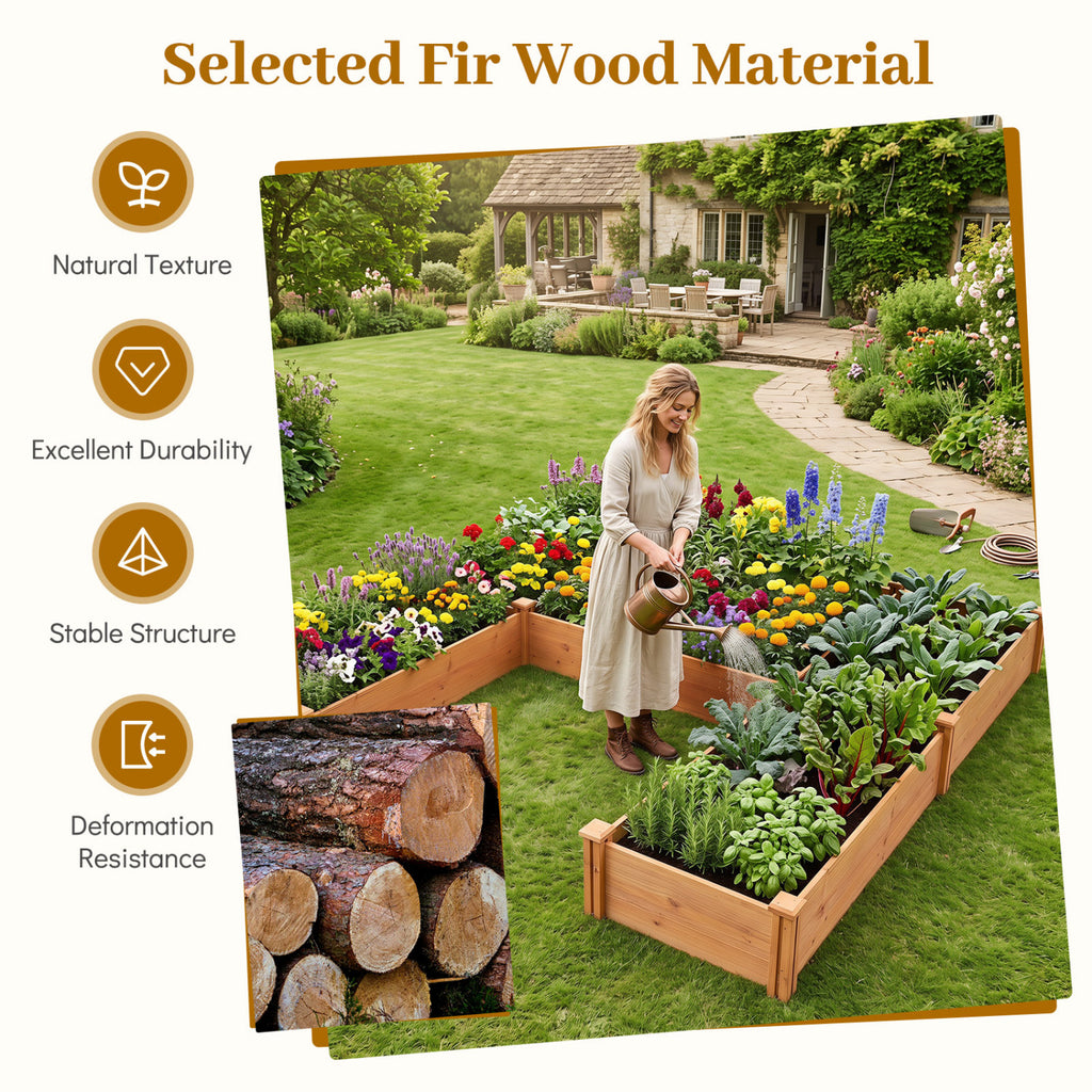 U-Shaped Wooden Raised Garden Bed - Orange