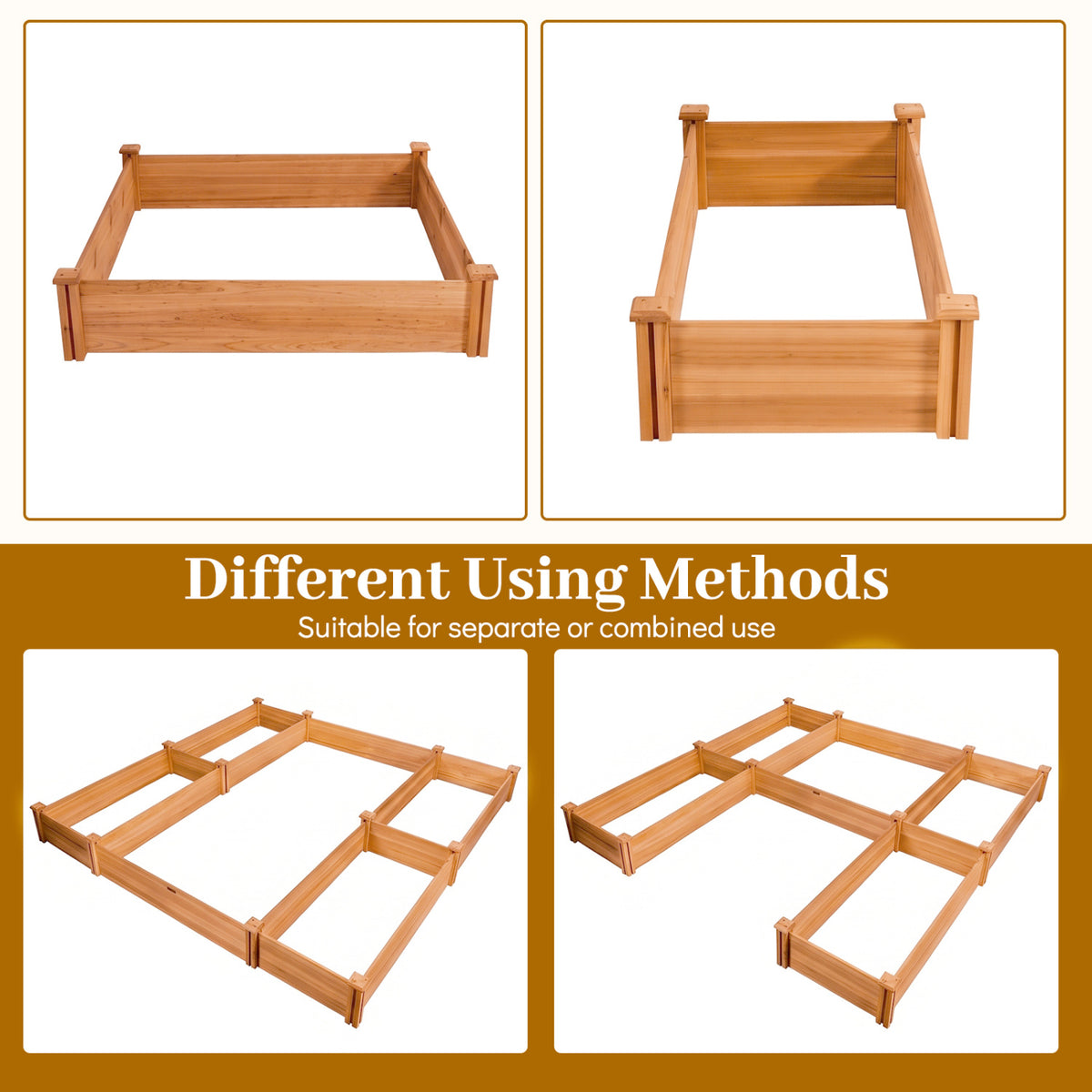 U-Shaped Wooden Raised Garden Bed - Orange
