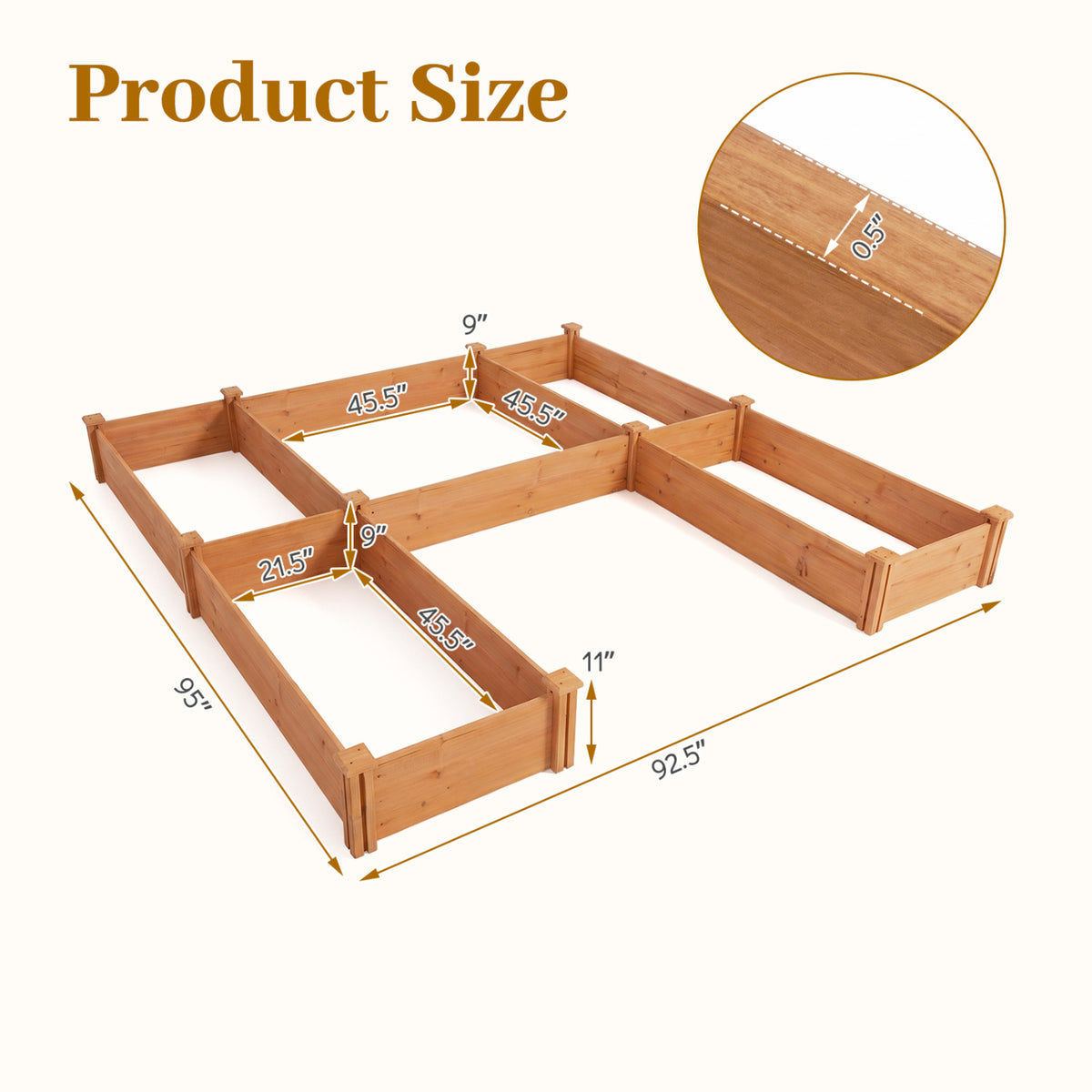 U-Shaped Wooden Raised Garden Bed - Orange