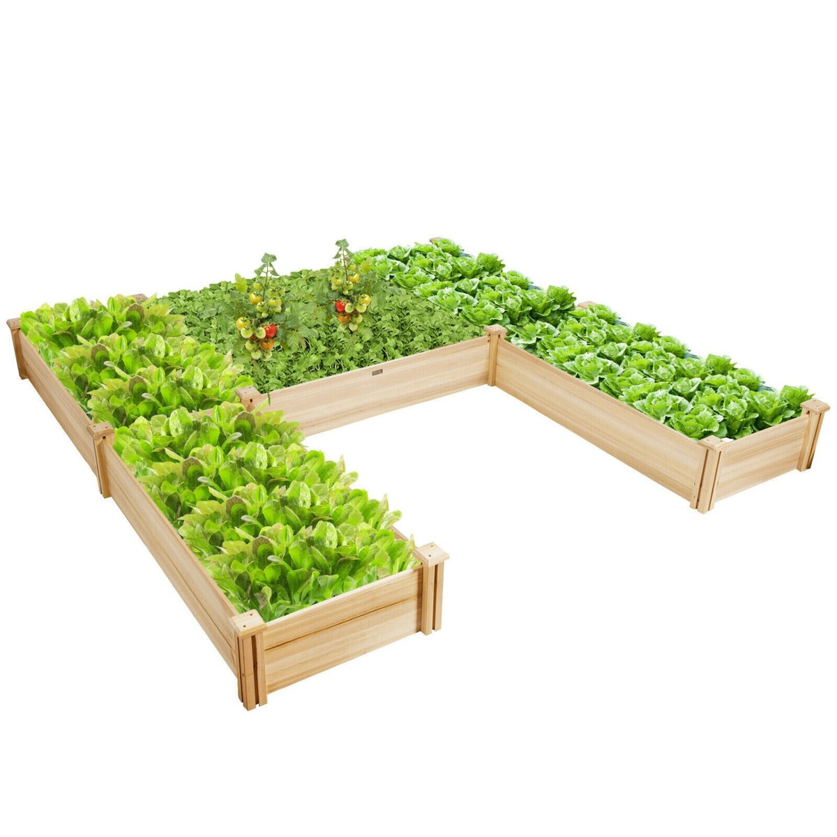 U-Shaped Wooden Raised Garden Bed - Natural