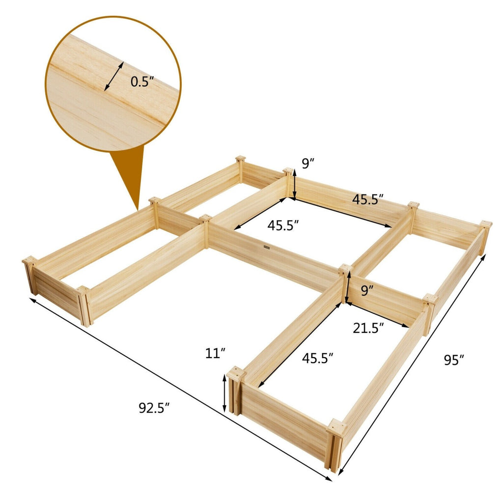 U-Shaped Wooden Raised Garden Bed - Natural