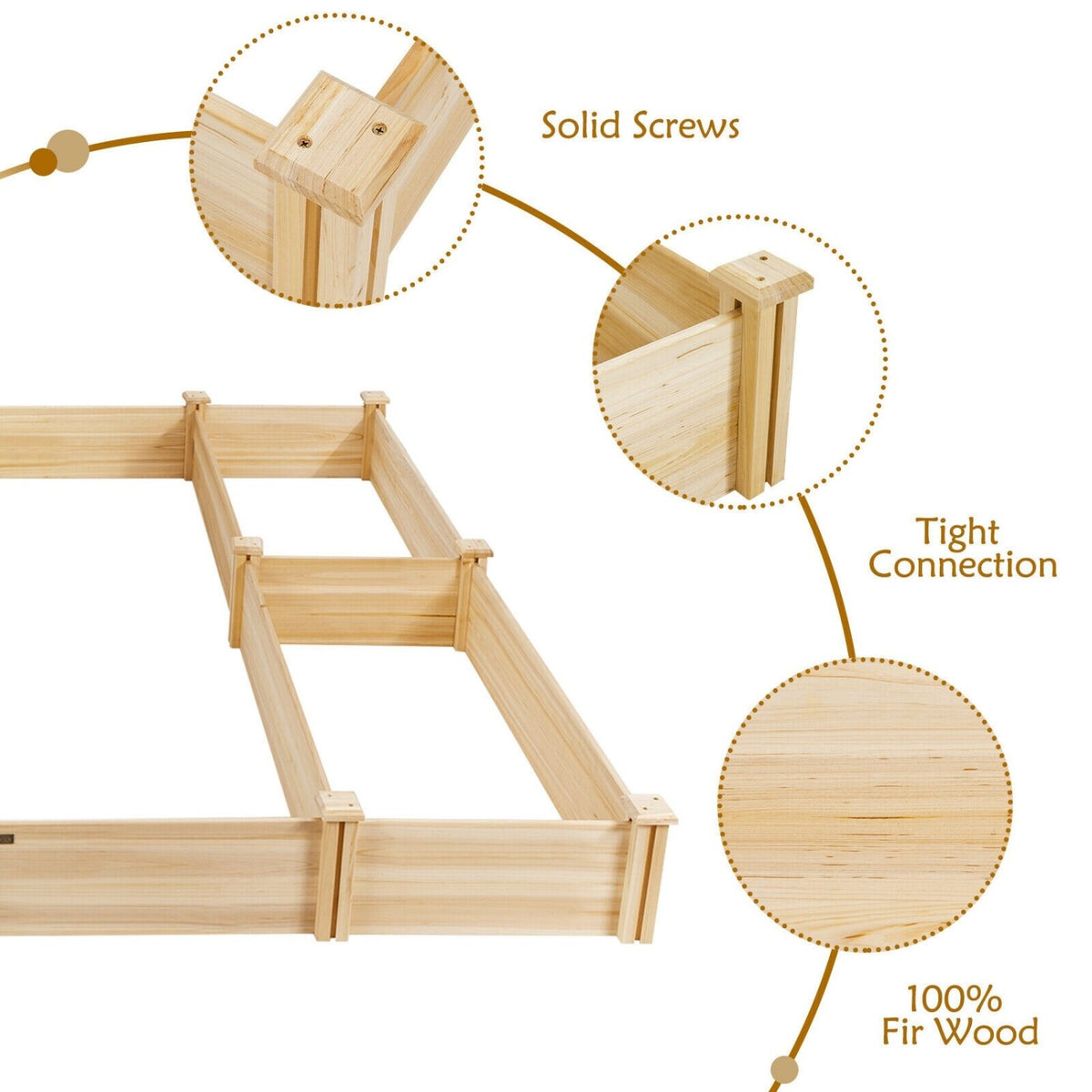 U-Shaped Wooden Raised Garden Bed - Natural