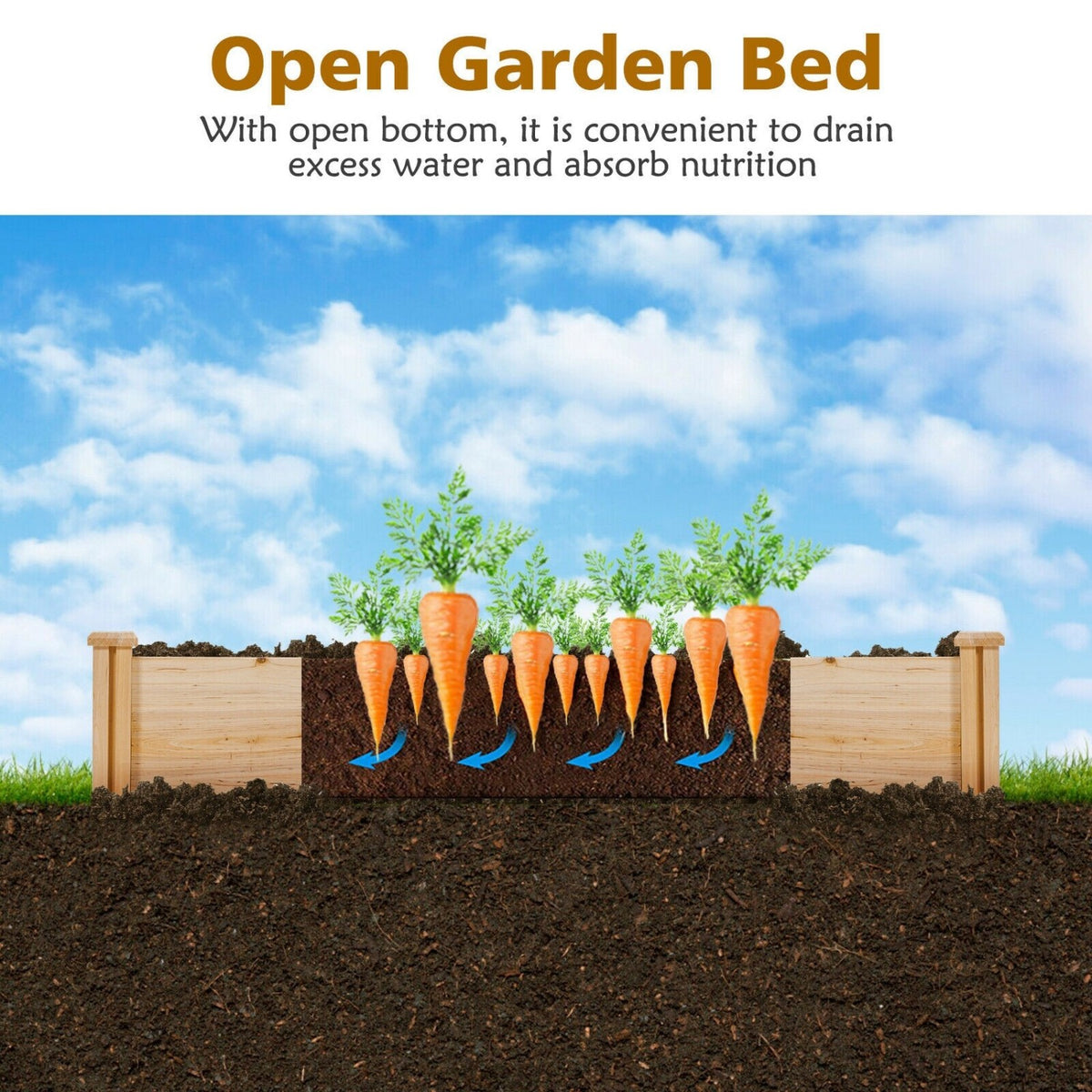 U-Shaped Wooden Raised Garden Bed - Natural