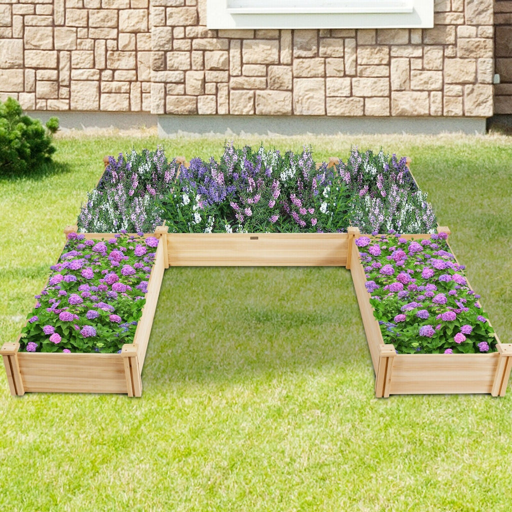 U-Shaped Wooden Raised Garden Bed - Natural