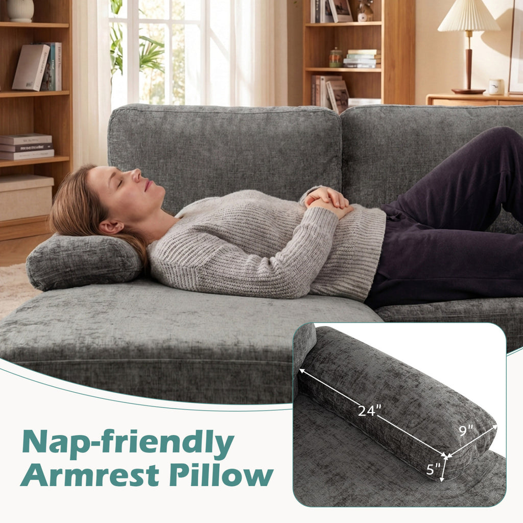 U-Shaped Sectional Couch with Double Chaise, Gray
