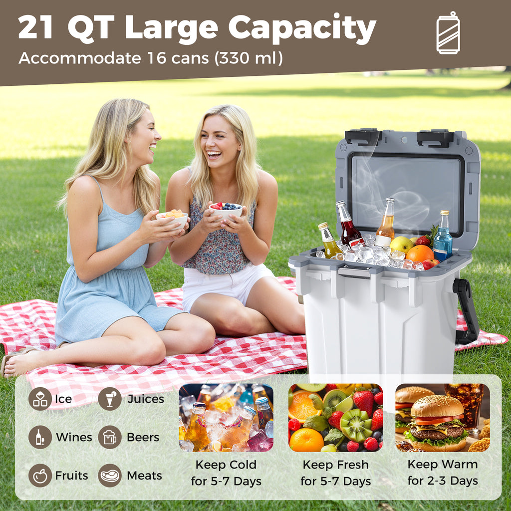 Ultra-Light Injection Molded Cooler 21 QT Hard Ice Chest