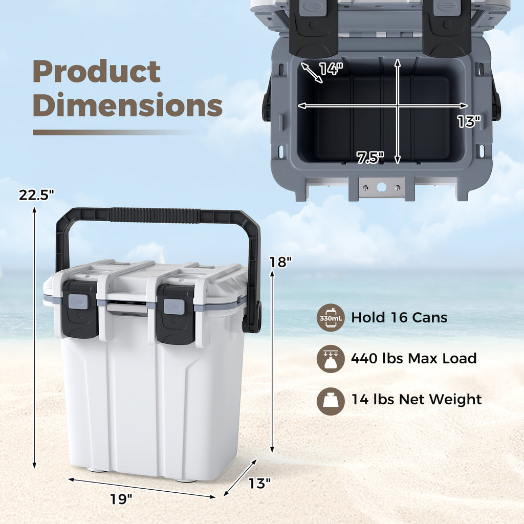 Ultra-Light Injection Molded Cooler 21 QT Hard Ice Chest