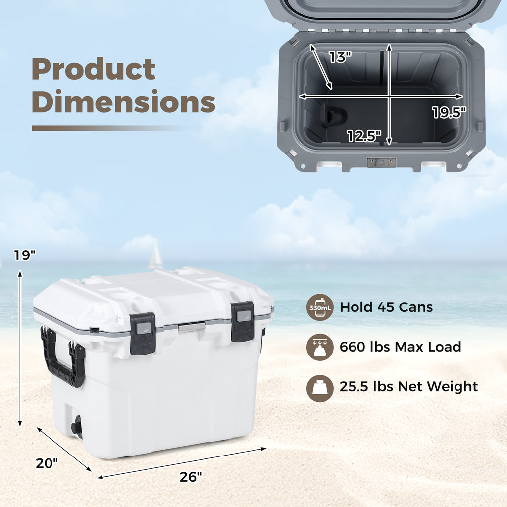 53 QT Hard Ice Chest Cooler - White
