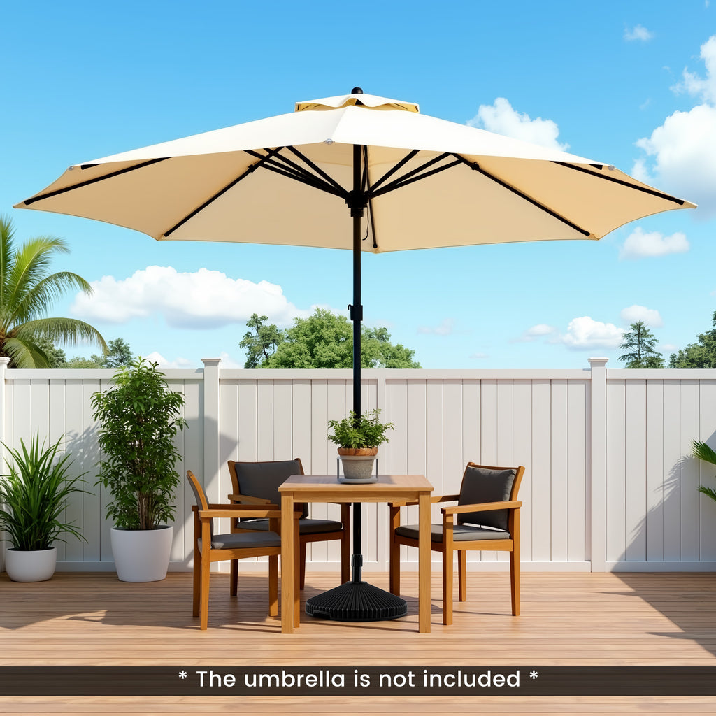 Outdoor Umbrella Base Stand, Round Black, Water and Sand Filled