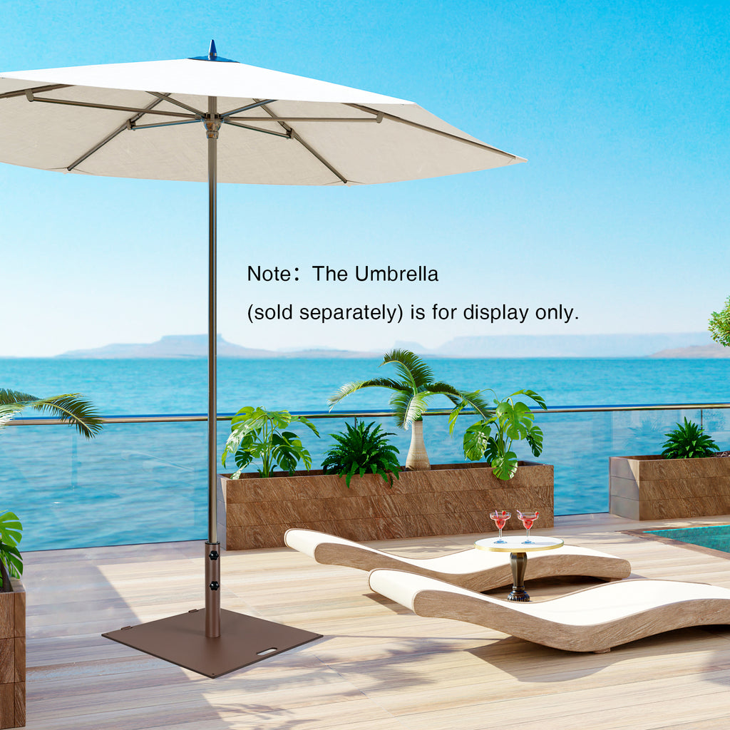 24 x 24 Inch Square Patio Umbrella Base, 50 lbs Weighted, Brown