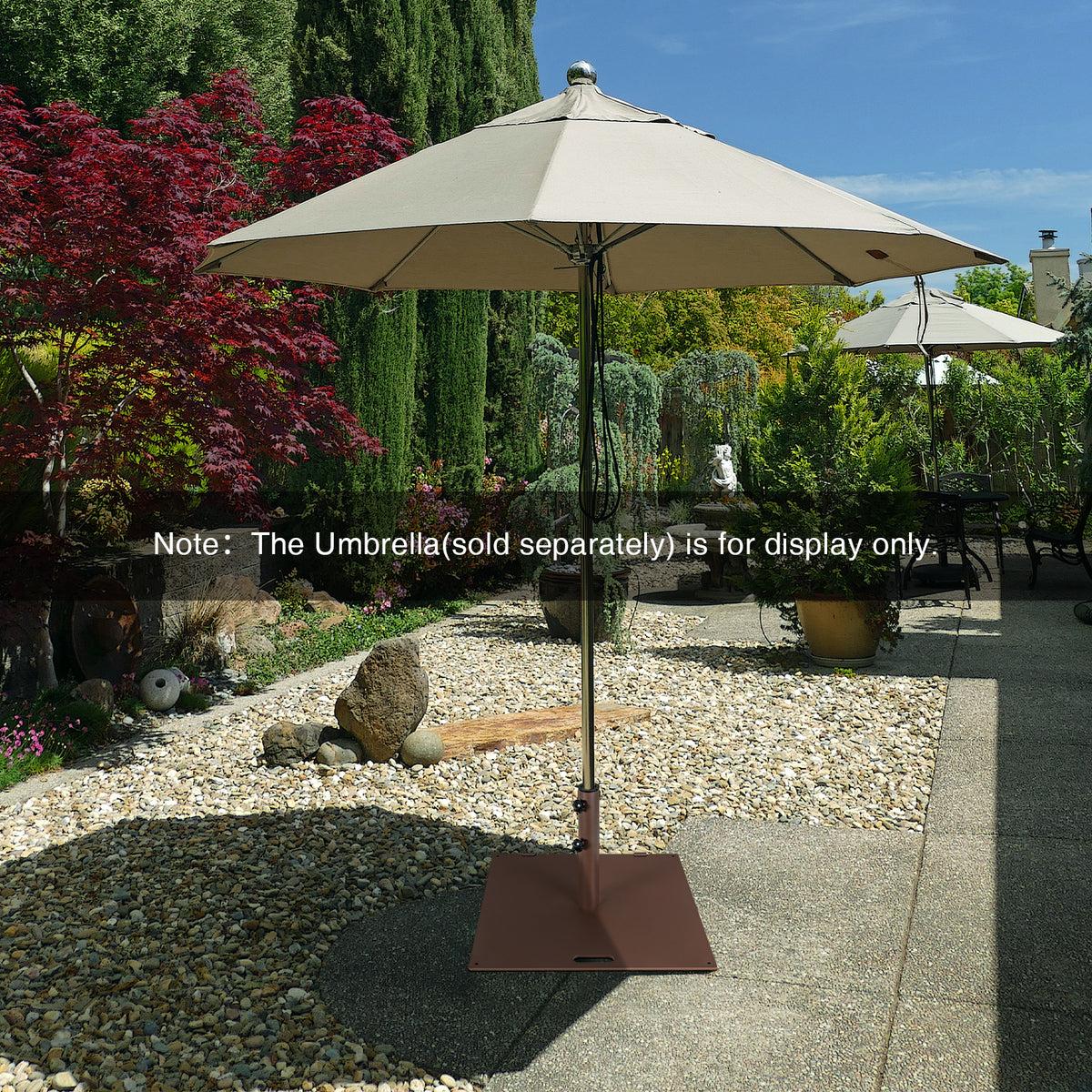 24 x 24 Inch Square Patio Umbrella Base, 50 lbs Weighted, Brown
