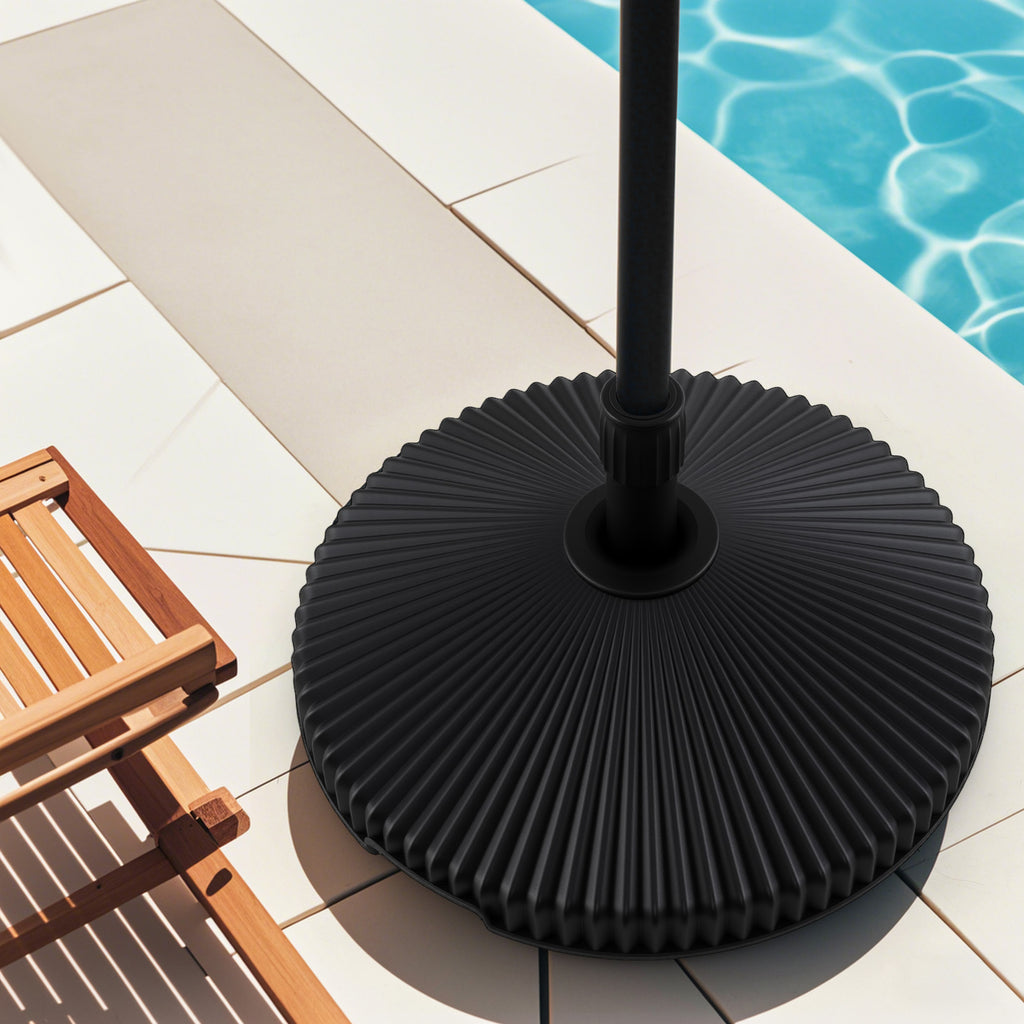Outdoor Umbrella Base Stand, Round Black, Water and Sand Filled