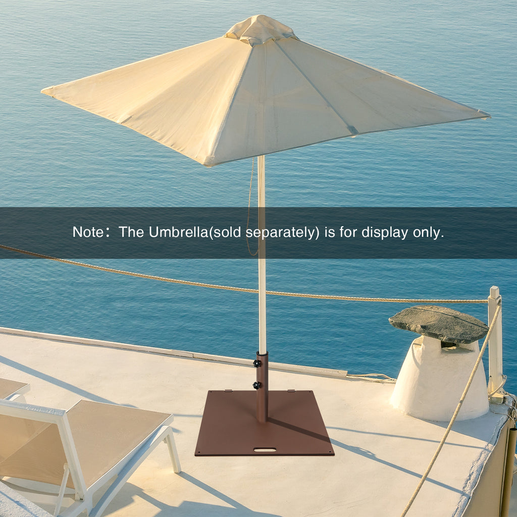 24 x 24 Inch Square Patio Umbrella Base, 50 lbs Weighted, Brown
