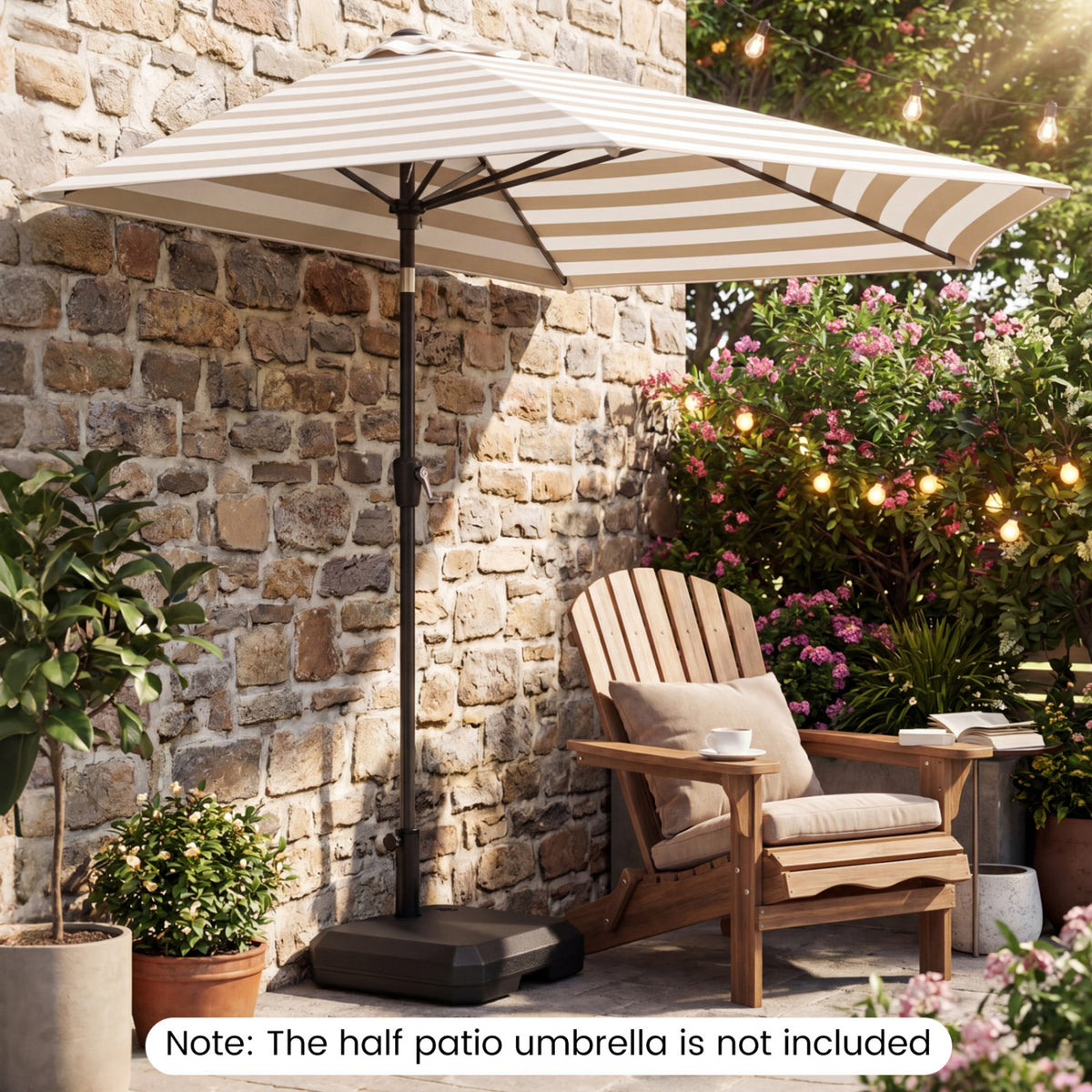 Umbrella Base for Half Patio Umbrellas 48.5 lbs Water & Sand Fillable