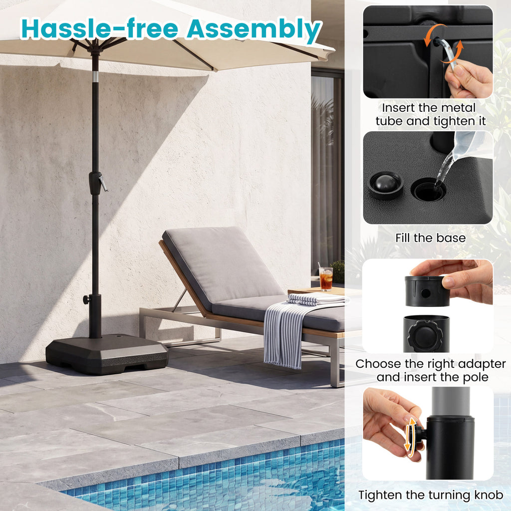 Umbrella Base for Half Patio Umbrellas 48.5 lbs Water & Sand Fillable