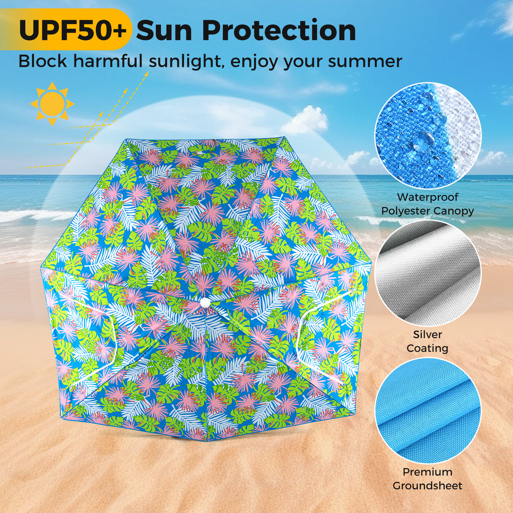 UPF50+ Beach Umbrella Tent with Carrying Bag - Blue