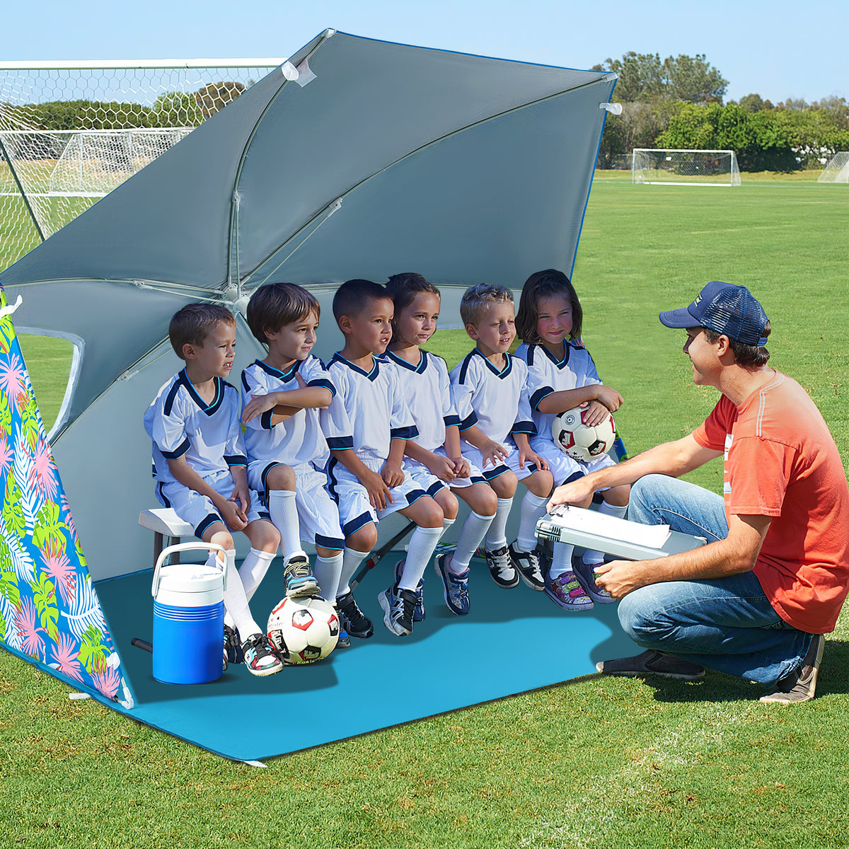 UPF50+ Beach Umbrella Tent with Carrying Bag - Blue