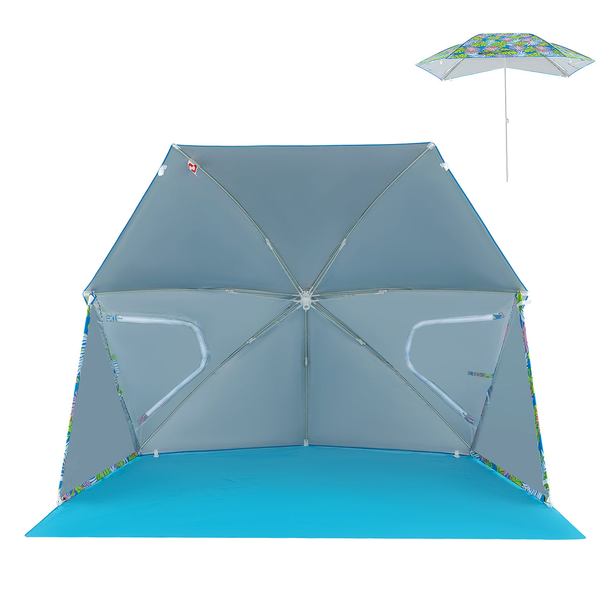 UPF50+ Beach Umbrella Tent with Carrying Bag - Blue