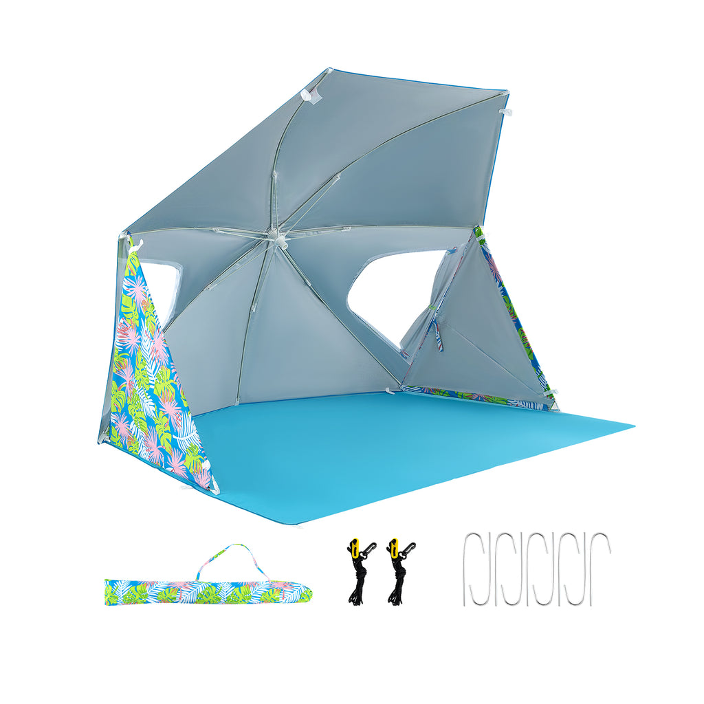UPF50+ Beach Umbrella Tent with Carrying Bag - Blue