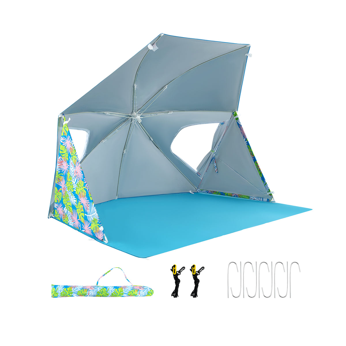 UPF50+ Beach Umbrella Tent with Carrying Bag - Blue