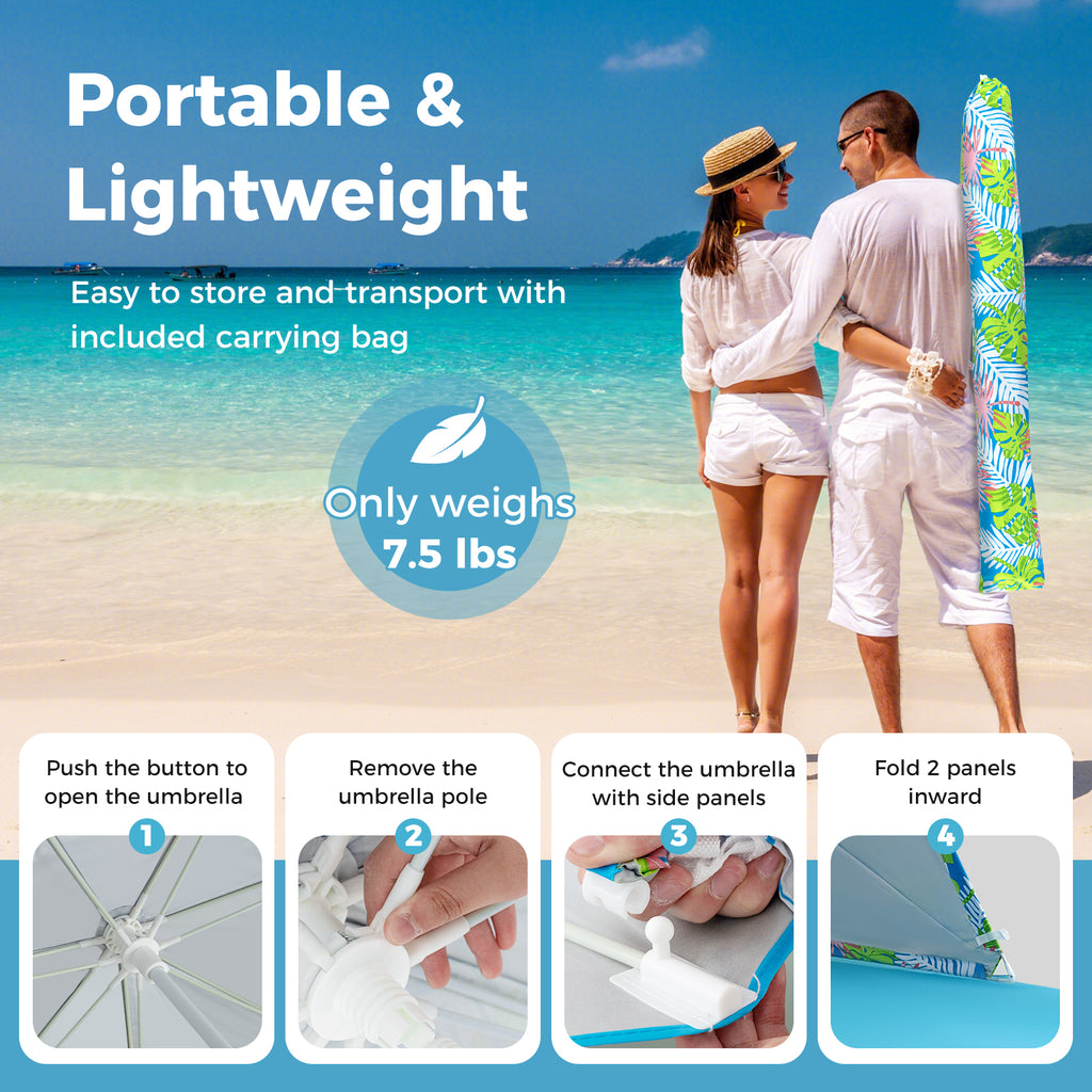 UPF50+ Beach Umbrella Tent with Carrying Bag - Blue