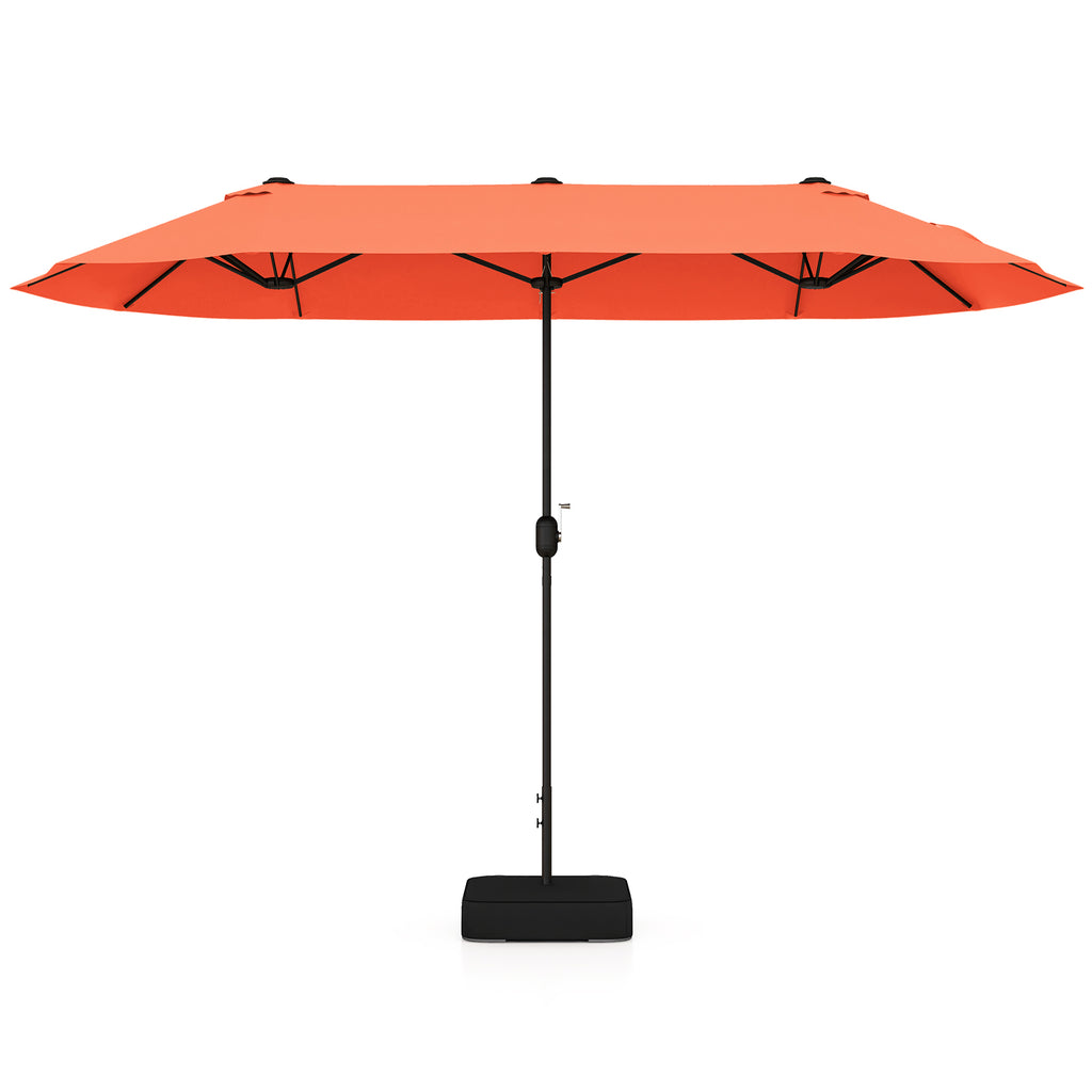 13 Feet Double-Sided Patio Twin Table Umbrella with Crank Handle