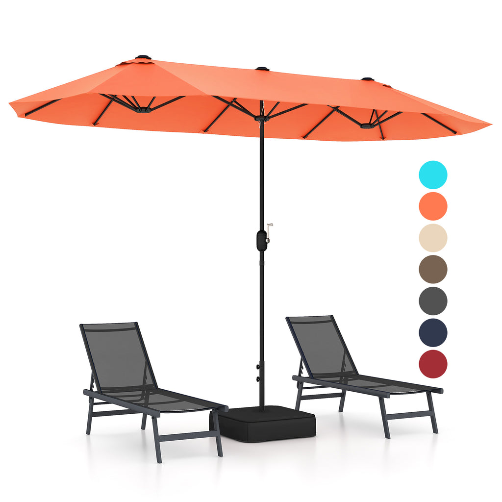 13 Feet Double-Sided Patio Twin Table Umbrella with Crank Handle