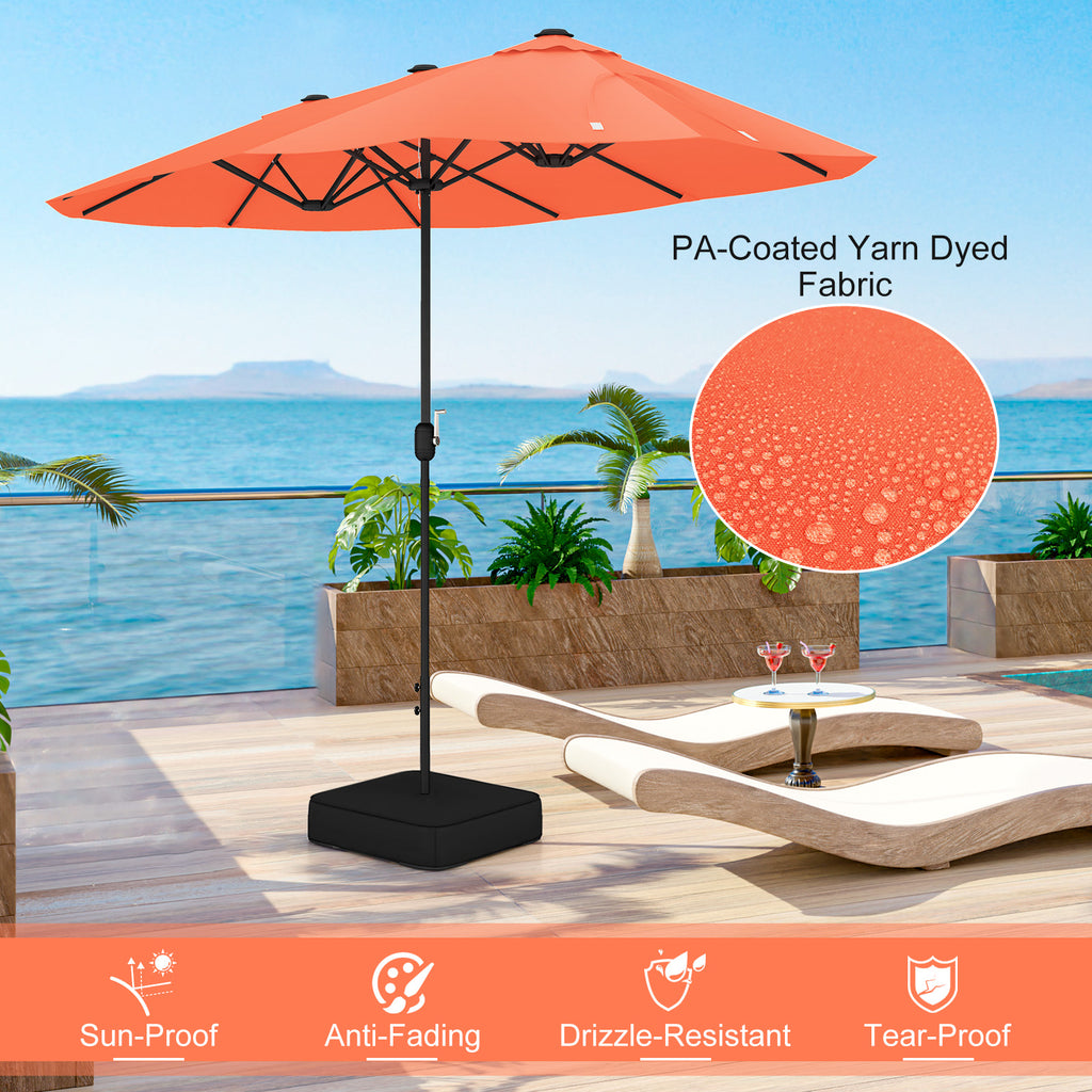 13 Feet Double-Sided Patio Twin Table Umbrella with Crank Handle