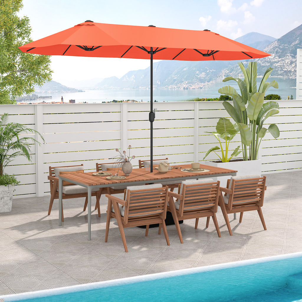 13 Feet Double-Sided Patio Twin Table Umbrella with Crank Handle