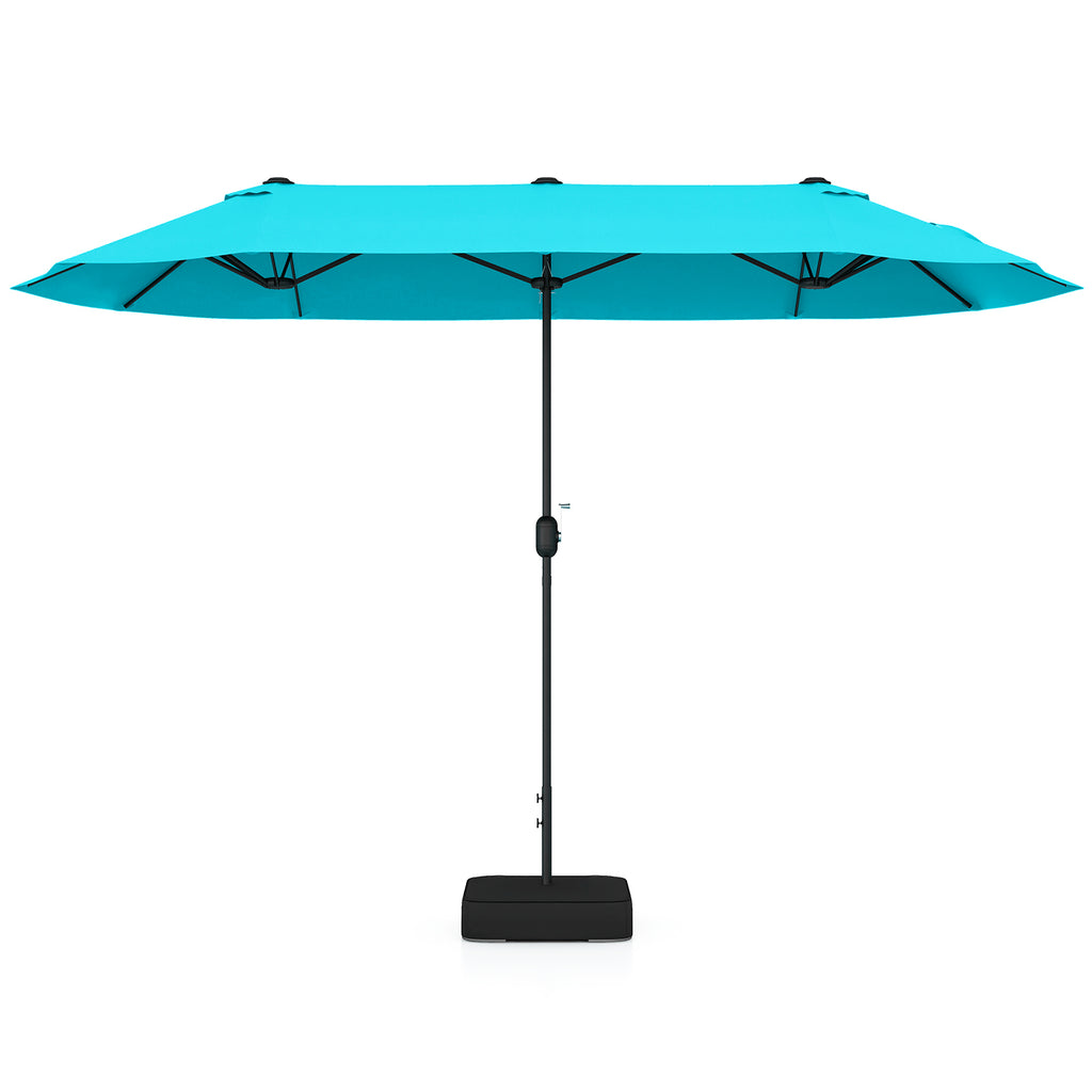 13 Feet Double-Sided Patio Umbrella with Crank Handle - Turquoise