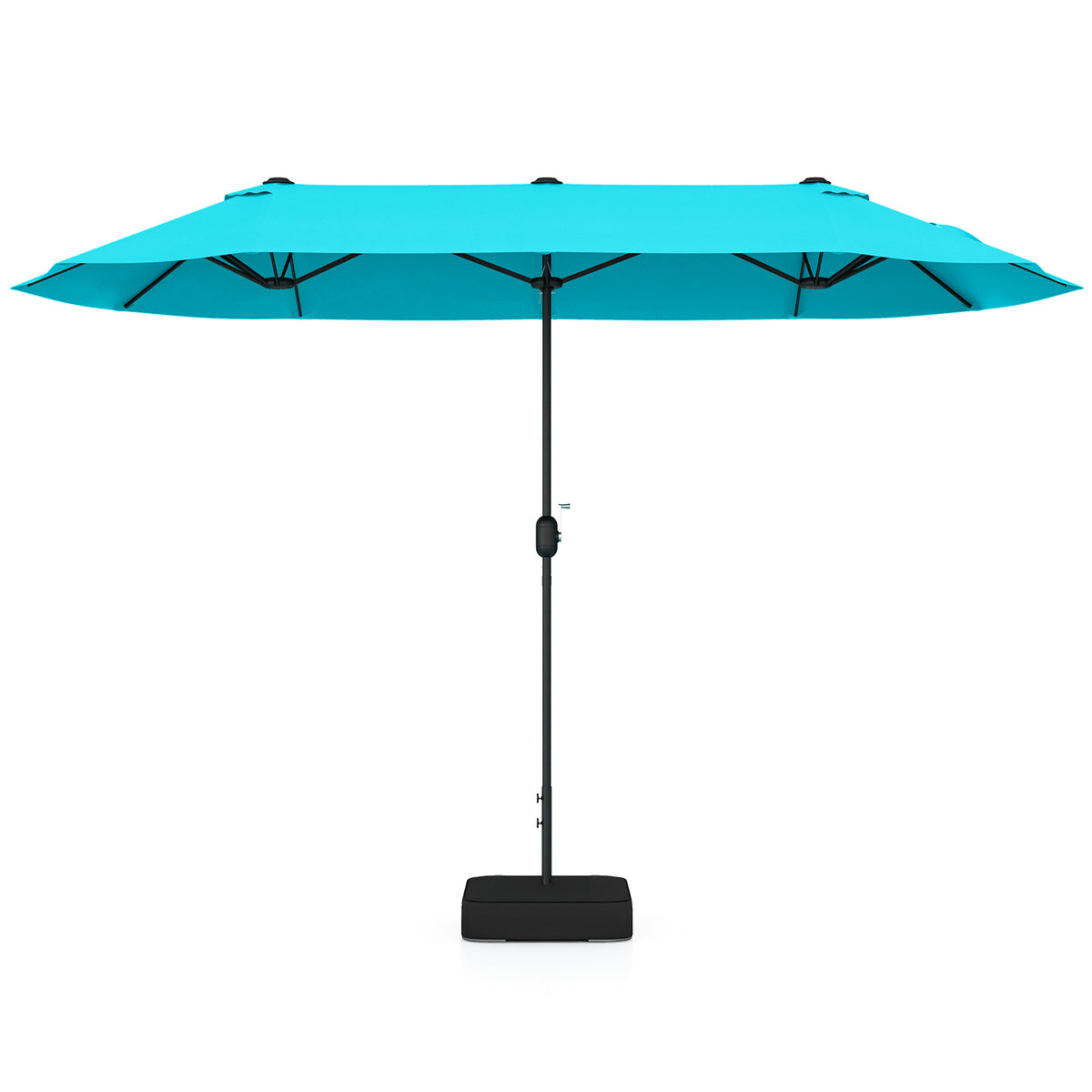 13 Feet Double-Sided Patio Umbrella with Crank Handle - Turquoise