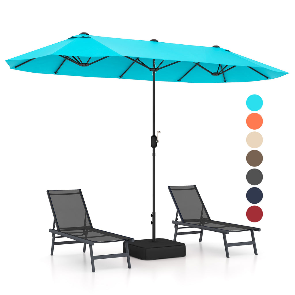 13 Feet Double-Sided Patio Umbrella with Crank Handle - Turquoise