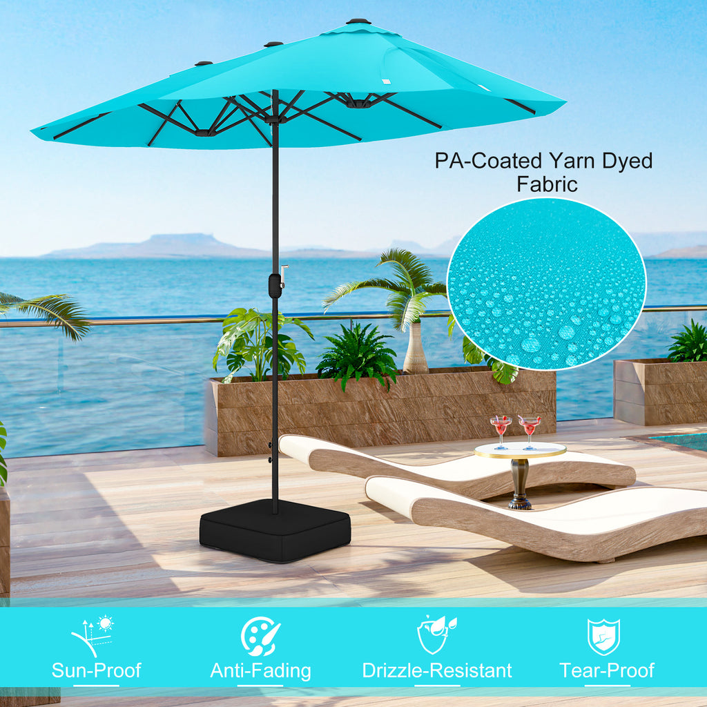 13 Feet Double-Sided Patio Twin Table Umbrella with Crank Handle
