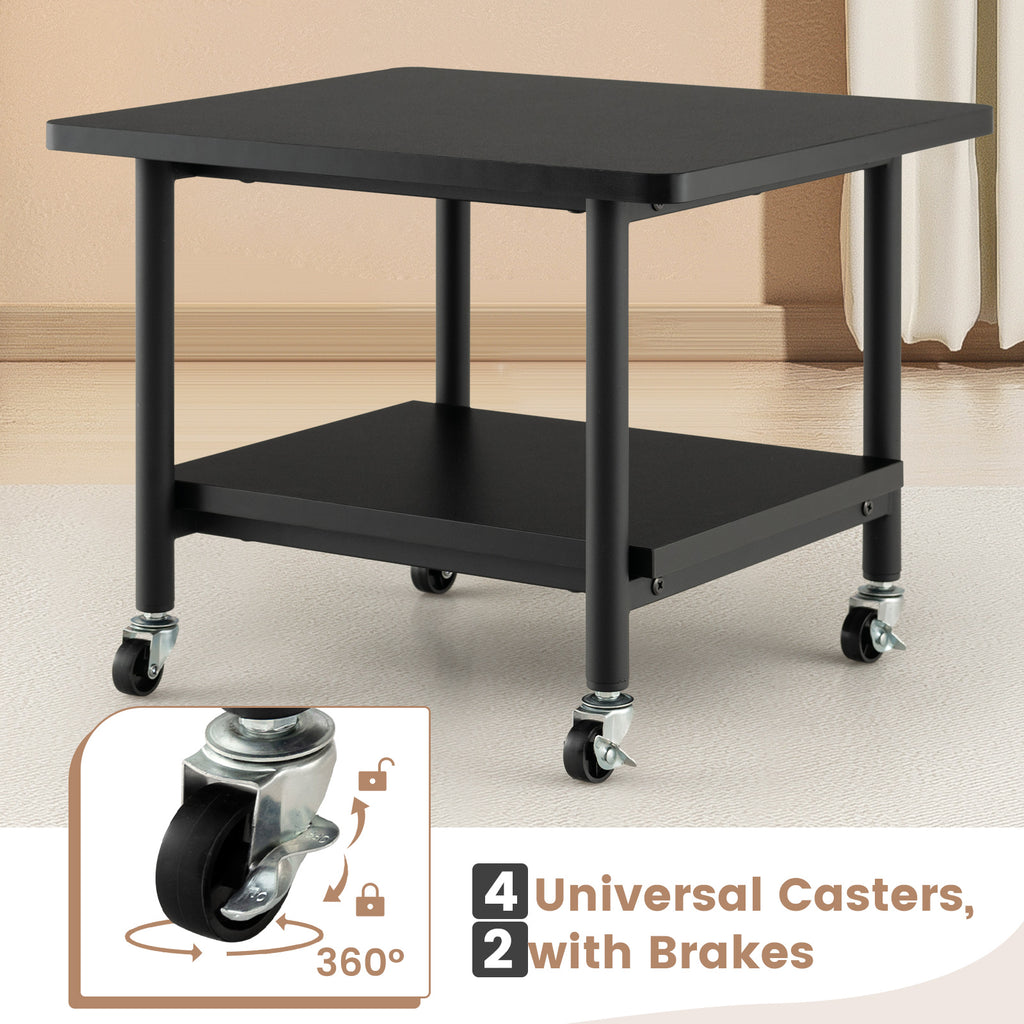 Under Desk Printer Stand with Storage Shelf and Lockable Wheels
