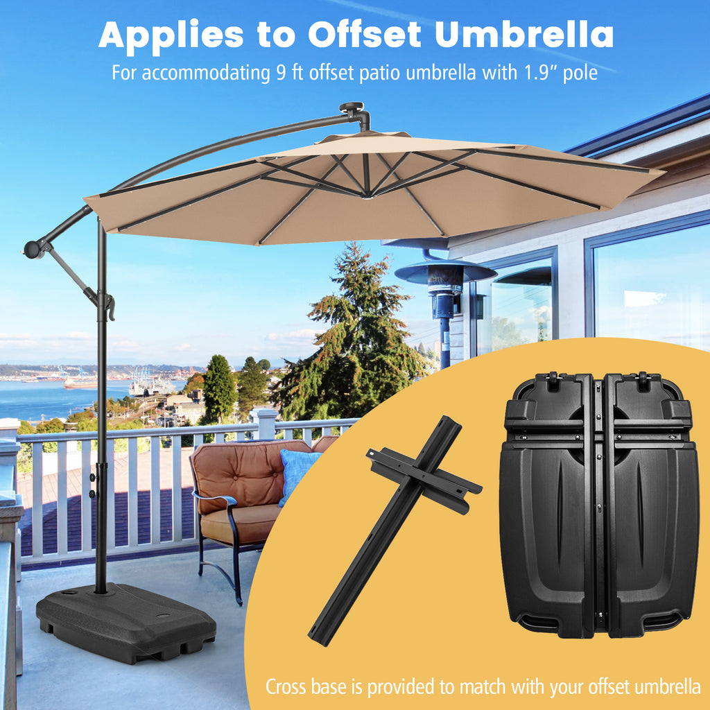 Fillable Offset Umbrella Base with Wheels – 198 lbs Black