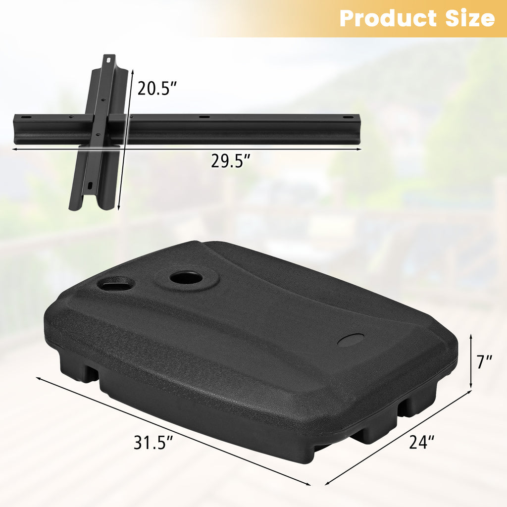 Fillable Offset Umbrella Base with Wheels – 198 lbs Black