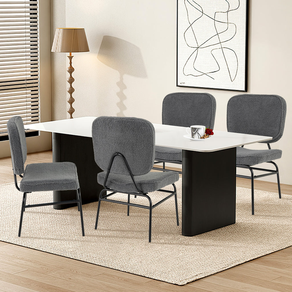 Sherpa Accent Chair with Padded Support - Gray