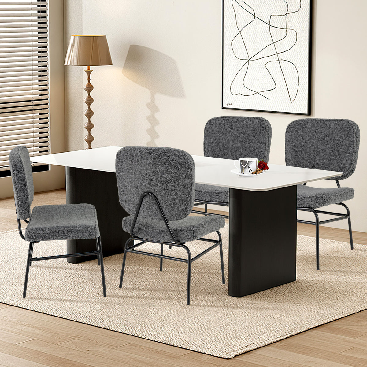 Sherpa Accent Chair with Padded Support - Gray