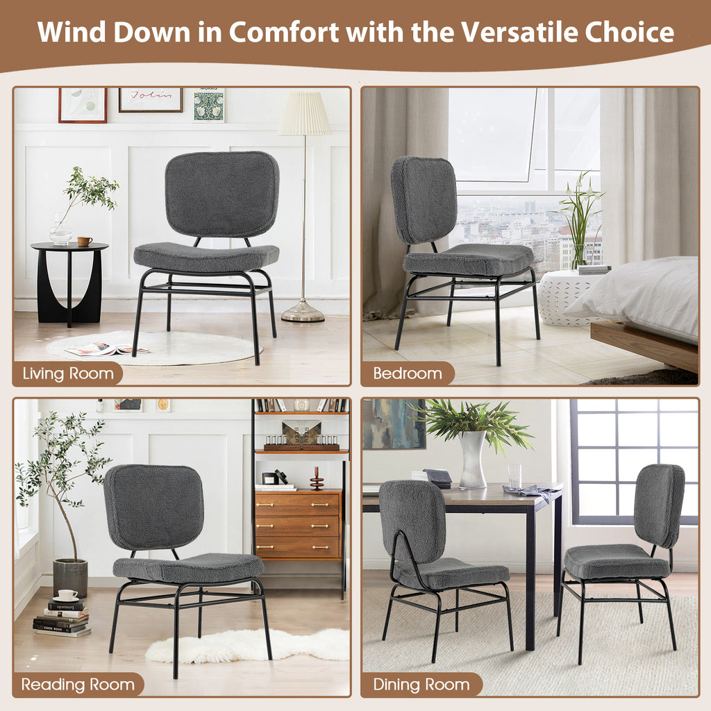 Sherpa Accent Chair with Padded Support - Gray