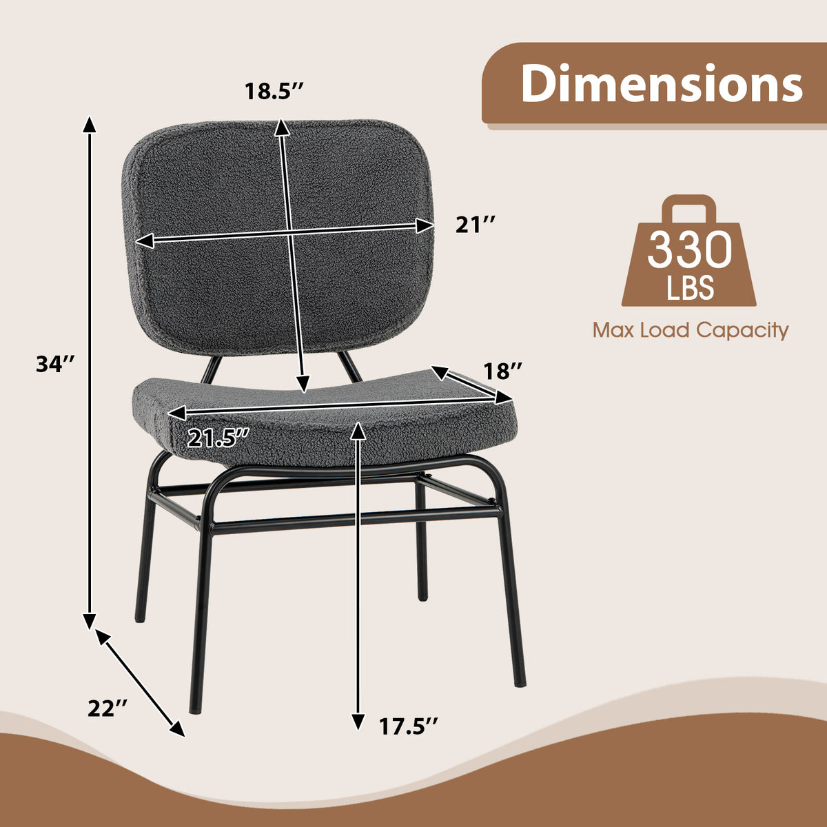 Sherpa Accent Chair with Padded Support - Gray