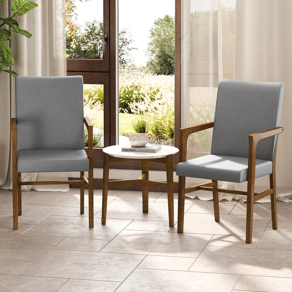 Upholstered Accent Chairs Set of 2, High Back, Gray