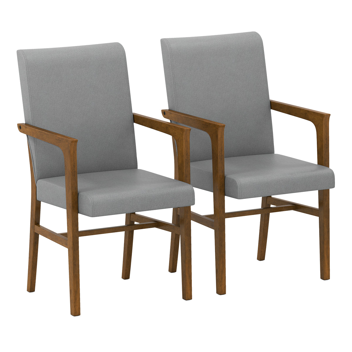 Upholstered Accent Chair Set of 2 High Back Gray Horizontal Seam