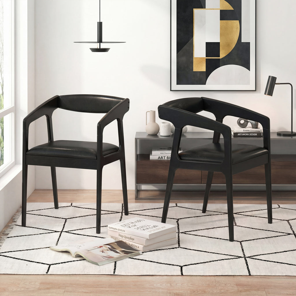 Upholstered Armchair Set of 2 - Brown + Black