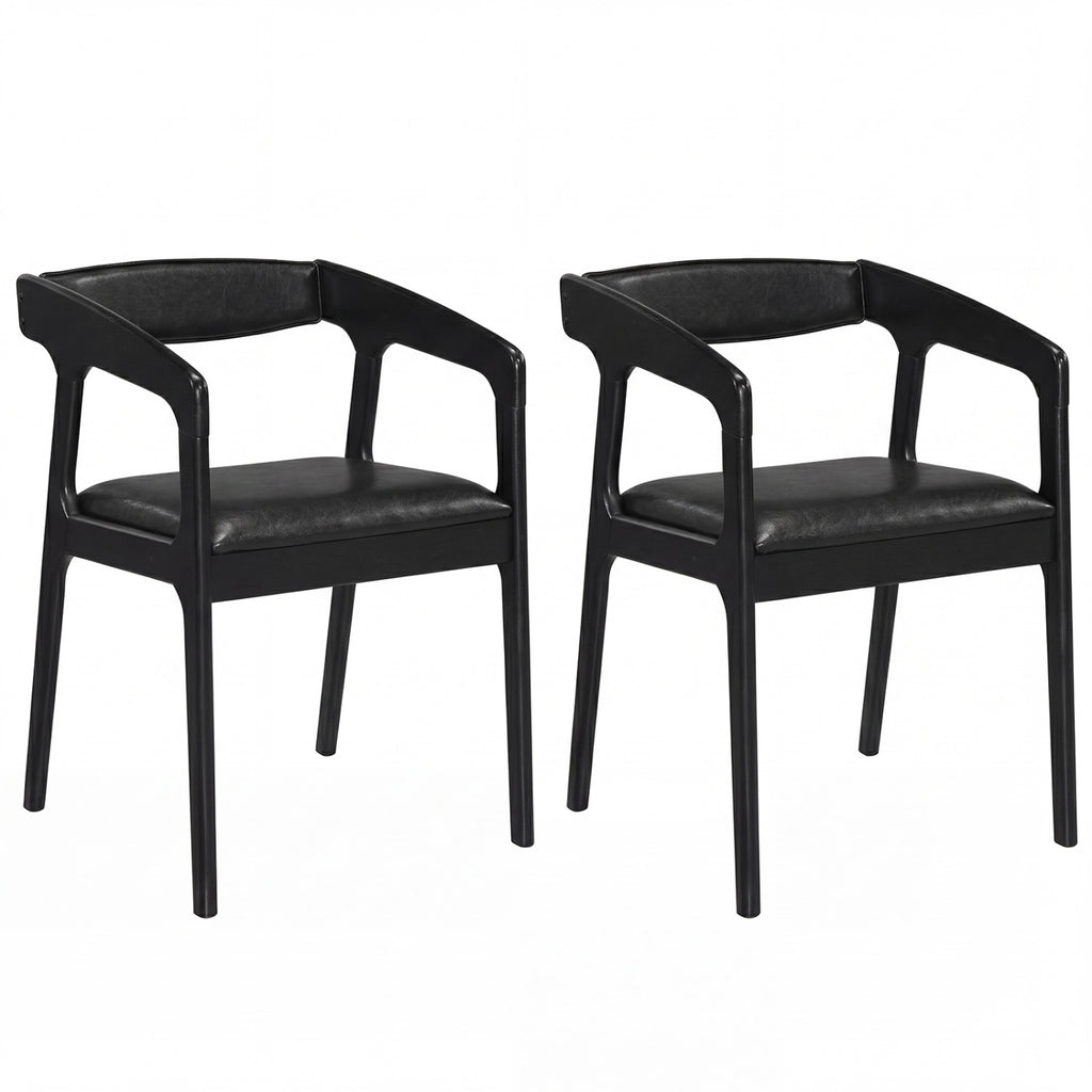 Upholstered Armchairs Set of 2, Brown + Black