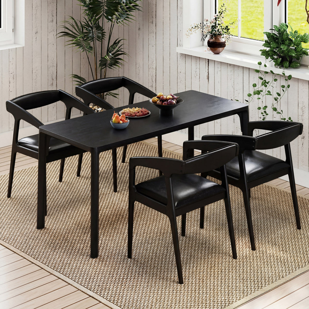 Upholstered Armchair Set of 2 - Brown + Black