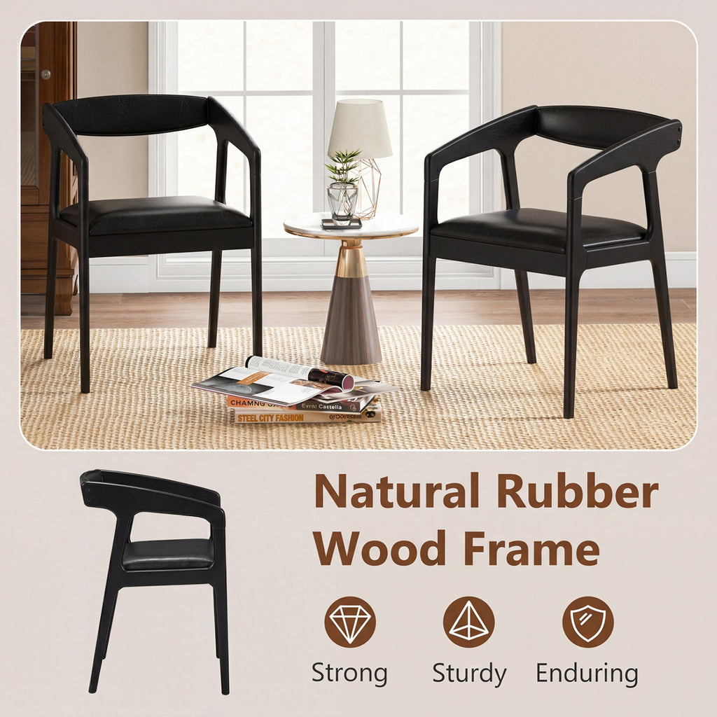 Upholstered Armchair Set of 2 - Brown + Black