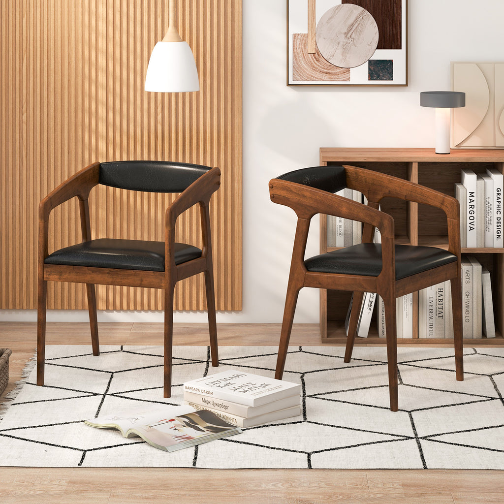 Upholstered Armchairs Set of 2, Brown + Black
